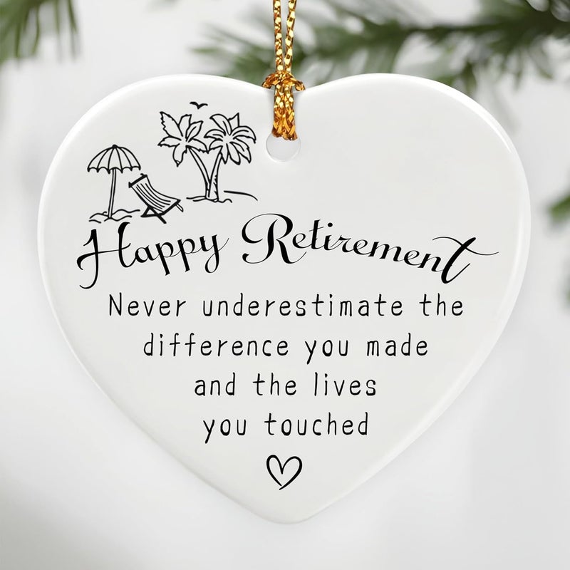 Jocidea Happy Retirement Gifts | Retirement Gifts for Women, Men, Coworker, Boss, Employee, Teacher, Nurse | Thank You Gift, Appreciation Gift for Women Men | Ceramic Heart Christmas Ornament - Image 1